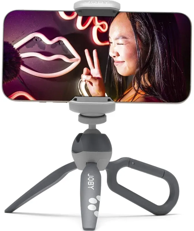 Fotostativ Joby HandyPod Clip mit Smartphone-Klammer und eingebautem Karabiner, Grau