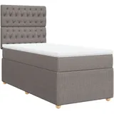 vidaXL Boxspringbett mit Matratze Taupe 100x200 cm Stoff