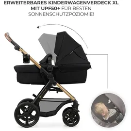 Kinderkraft MOOV 2 4-in-1 EVA« 27 kg mit Kindersitz I-SIZE 40-75 cm, Buggy Funktion, Liegeposition verstellbar, Große ausziehbare Verdeck, Eva-Schaum-Räder, Schwarz