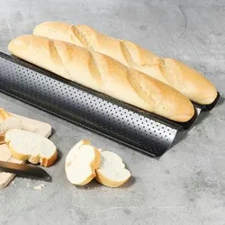 Baguetteblech für 3 Brote Baguetteform Knoblauch-/Kräuterbaguette 38cm Edelstahl