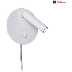 Paulmann LED Wand-Leseleuchte TABARI, 4W Spot + 1.2W indirekt, 2 Schalter, verstellbar, Weiß / Chrom PAUL-78918