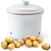 Römertopf Kartoffeltopf MAXI PLUS aus Naturton, weiß, Ø 26 x 25 cm, 5,5 L, belüfteter Keramik-Vorratstopf für ca. 3 kg Kartoffeln & Gemüse, Unterteil glasiert, spülmaschinengeeignet