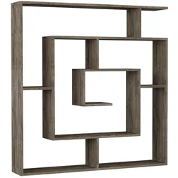 Bücherregal DECORTIE "Labirent Bücherregal", dunkel kaffee, B:125cm H:129cm T:22cm, Spanplatte, Regale, Leichte Montage, Lagerung, Platzsparend