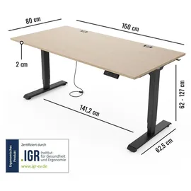 Yaasa Schreibtisch Desk Essential 160 x 80 cm Eiche hell / Schwarz