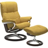 Stressless Stressless® »Mayfair«, (Set, Relaxsessel mit Hocker), mit Hocker, mit Signature Base, Größe S, M & L, Gestell Braun, gelb