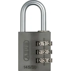 AV-Zahlen-Vorhangschloss 145/30, Aluminium massiv, titanium