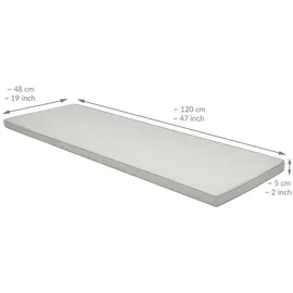 Beautissu Bankauflage 120 x 48 x 5 cm grau 1 St.