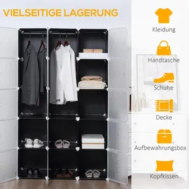 Homcom DIY Kleiderschrank Regalsystem 111 x 47 x 183 cm Schwarz