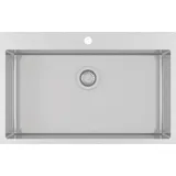 Ausmann Oder Blue große Edelstahlspüle 79x50cm, flächenbündig und Oberflächen-Einbau, mit Hahnlochbank 1208957119