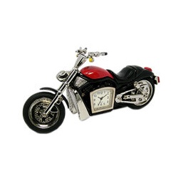 Designer Tischuhr Motorrad I schwarz aus Metall