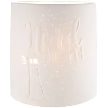 Gilde Deko Tischlampe Leuchte Nordlicht mit Leuchtturm -Porzellan, weiss E14 Fassung, max. 40 Watt - Höhe 20, 5 cm, 32315, Weiß