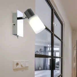 ETC Shop Wandleuchte LED 2er Set 5W 300lm 3200K (Alabaster Optik) chrom