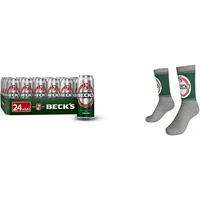 Bundle aus BECK'S Pils Dosenbier, Sortenreines Dosen-Set, EINWEG (24 x 0.5 l), Pils Bier + Original BECK’S-Socken