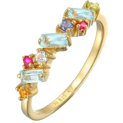 Elli PREMIUM Ring Peridot Topas Mondstein Glamour 925 Silber vergoldet 54 Damen 