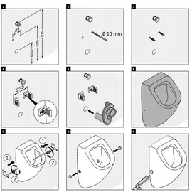 Vigour DERBY Urinal Zulauf verdeckt mit SoftClose Deckel, Ablaufgarnitur und Zulaufgarnitur