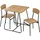 Baroni Home Esstisch-Set mit 2 Stühlen MDF und Stahl Schwarz