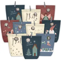 Luxuskollektion Adventskalender zum Befüllen Papiertüten 24 Weihnachtskalender Blau Selbst