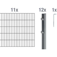 GAH Alberts Alberts Doppelstabmatten-Grundset 22 m 200 x 80 cm 6/5/6 anthrazit