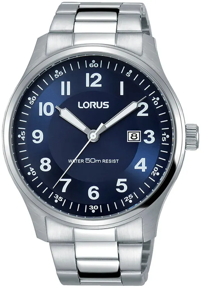 Quarzuhr LORUS, silber (silberfarben), Armbanduhren, Herren, Armbanduhr, Herrenuhr, Datum, Edelstahlarmband