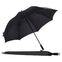 Partnerschirm EUROSCHIRM "birdiepal windflex", schwarz, Bezug: 100% Polyamid, uni, Regenschirme, Regenschirm für Zwei, mit extra großem Dach und Windflex-System