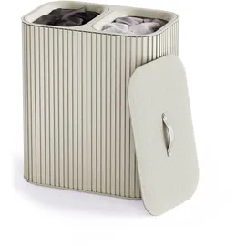 Joseph Joseph Tota Luxe Wäschetrennkorb mit zwei Fächern 90 l, Bambus ecru