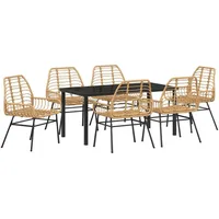 VidaXL 7-teiliges Garten-Dining-Set Braun Poly Rattan