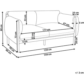 Beliani Esperia Gartensofa 2-Sitzer Aluminium schwarz/grau