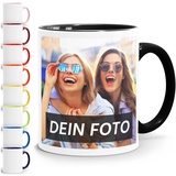 Moonworks® Fototasse, Tasse mit Foto und Text selbst gestalten, personalisierte Geschenke, Fotogeschenke schwarz unisize