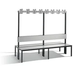 Doppelseitige Garderobenbank HPL Breite 1960mm, ohne Schuhrost