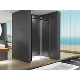Buylando Viktoria Nischendusche mit Schiebetür 110 x 195 cm Schwarz/Transparent