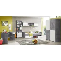 forte italy Jugendzimmer Lupo Schrank Bett Regal Schreibtisch Beton grau und weiß,