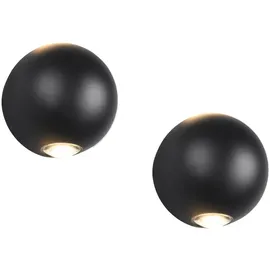 meine wunschleuchte 2er SET kleine LED Außenwandleuchten, Up and Down Außenleuchten Schwarz Ø 10cm