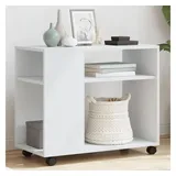 vidaXL Beistelltisch mit Rollen Weiß 70x35x60 cm Holzwerkstoff