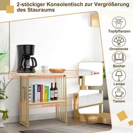 Costway Konsolentisch Marmor 120x30x93 cm grau