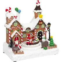 Fééric Lights and Christmas Weihnachtsszene Geschenkefabrik beweglich mit Ton 23,2 x 24,5 cm