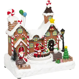 Fééric Lights and Christmas Weihnachtsszene Geschenkefabrik beweglich mit Ton 23,2 x 24,5 cm