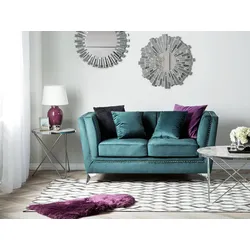 2-Sitzer Sofa Samtstoff blau-grün GAULA