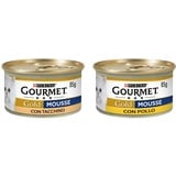 Purina Gourmet Gold Feuchtigkeit Katzen-Mousse mit Truthahn, 24 Dosen à 85 g, 24 x 85 g & Katzennahrung, Mousse mit Huhn, Packung mit 24 Dosen mit jeweils 85 g