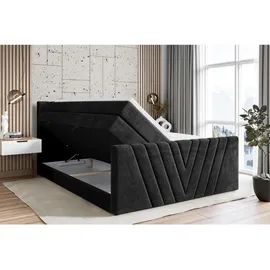altdecor Boxspringbett Schwarz, Holzwerkstoff, Höhe ca. 20 cm 140x200 cm, Schlafzimmer, Betten, Boxspringbetten