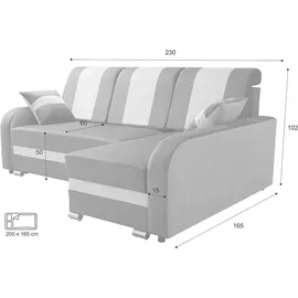Sonstige Verlage Robin BARI Ecksofa mit Schlaffunktion, mit Schlaffunktion, Schlafsofa mit Bettkasten und Kissen, Freistehende Eckcouch in L-Form Rechts (Rabbit) - Braun