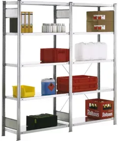 Regalwerk BERT-Standardregal Anbaufeld  HxBxT 3000x875x800 mm  Stecksystem RAL 7035