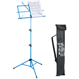 Relaxdays Notenständer, klappbares Notenpult, Hbt: 140x53x49 cm, ausziehbar, aus Metall, Gitarre, Geige, Gesang, blau