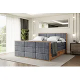 Boxspringbett mit Matratze, Topper, Polsterbett mit Bettkasten LOLLI1-Z KING - 180x200 - Dunkelgrau Casablanca