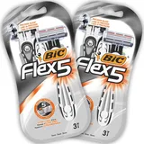 BIC Flex 5 Rasierer Herren, 6 Einwegrasierer mit je 5 Klingen, mit Aloe Vera & Vitamin E für eine sanfte Rasur