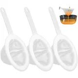 3 Stück Kunststoff-Netzsieb, Netz-Filternetz, feines Nylon-Netzsieb mit Griff (100/200/400 Maschen), Haushalts-Lebensmittelsieb für Milch, Saft, Kaffee, Tee (100/200/400 Mesh)