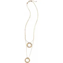 Lange Kette FIRETTI "2 rhg., mit je doppelten Ringanhänger, glanz", gold (goldfarben), Halsketten, Damen, Metall, L: 70cm