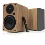 VULKKANO A5 ARC Aktivlautsprecher mit 5.25" Woofer, Bluetooth 5.0, HDMI ARC, Optica, RCA, USB, mit Subwoofer-Ausgang, Regallautsprecher mit elegantem Design, Braun