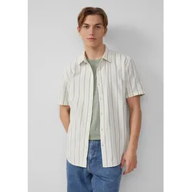 QS Regular Fit: Gestreiftes Hemd aus Leinenmix - weiß - XL