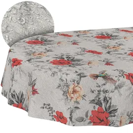 ANRO Stoff Tischdecke Flora Oval 180 x 140 cm