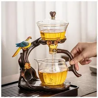 Magnetische Glas-Teekanne, Lazy Kungfu-Teeset, Stabile Hohe Borosilikatglas, Halbautomatische Tropf-Teekanne Mit Magnetischer Rotation, Hitzebeständig, Geeignet Für Zuhause/Büro